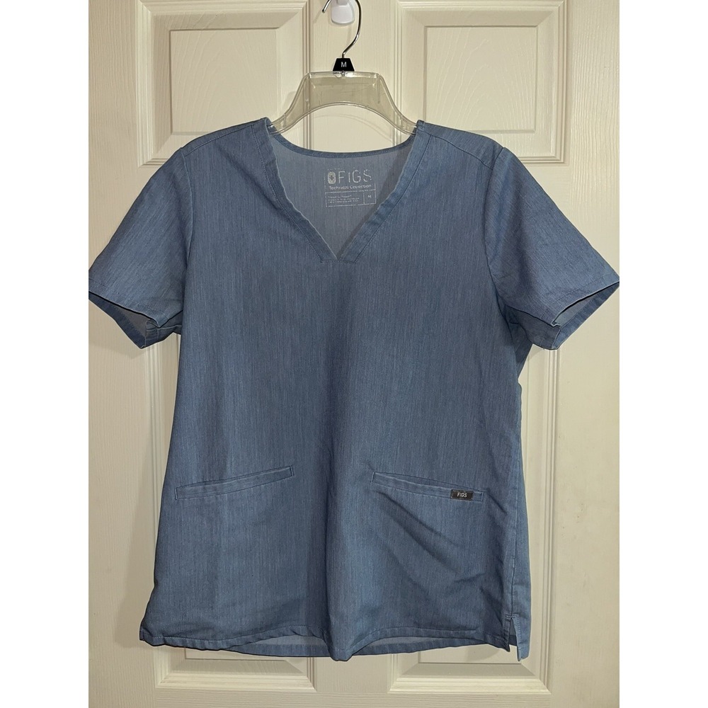 FIGS Women's Scrub Top Technical Collection Blue Size Med